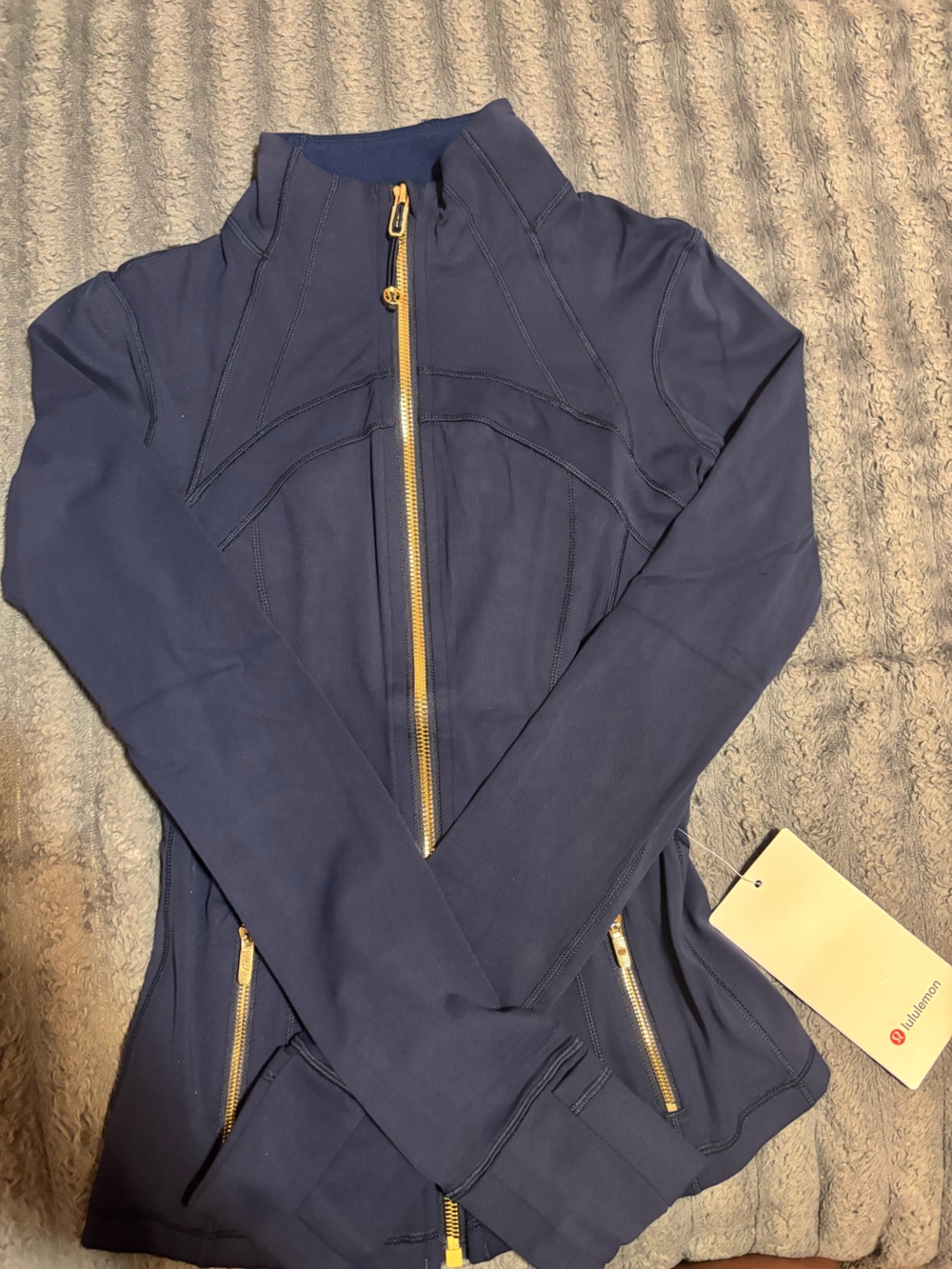 lululemon athletica Navy Zip-Up Jacket with Gold Hardware